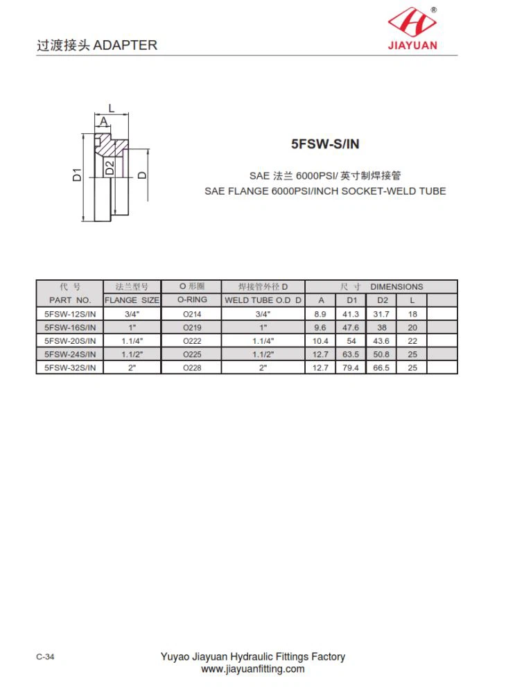 SAE 6000 플랜지 인치 튜브 소켓 용접