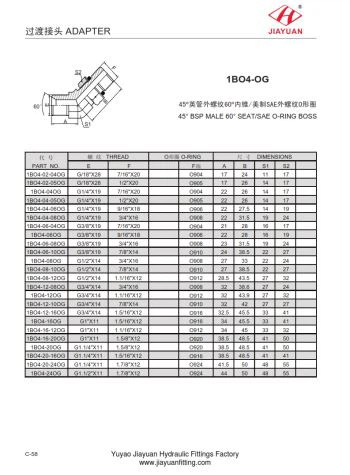 45 엘보우 BSP 콘 SAE ORB 어댑터