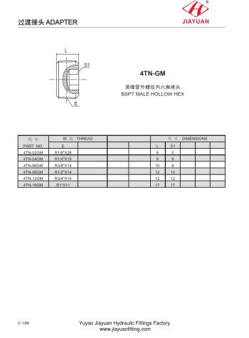 BSPT 중공 육각 플러그